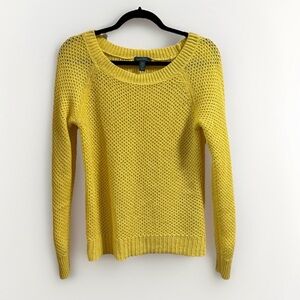 LRL Ralph Lauren Jeans Long Sleeves Knit Sweater Top Sz L Yellow Linen Blend